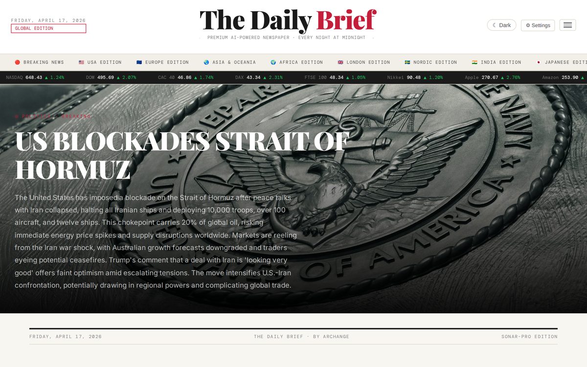 The Daily Brief — front page screenshot
